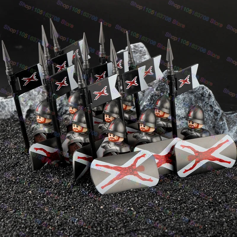 Medieval Knights Building Blocks Warrior Soldiers Crusaders Hospital Teutonic Knight Legion Figures Block Toys Accessories