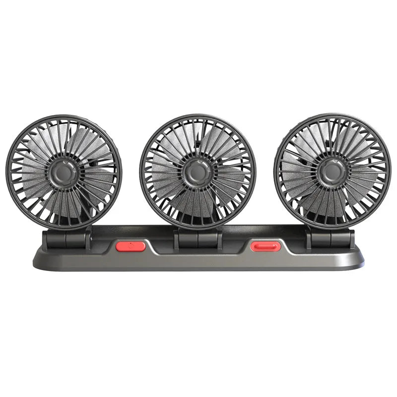 Car Fan 3 Head USB Electric Fan 360° Adjustable 2 Speed Silent Cooling Fan for Car Home Office Desk Automotive Air Circulator
