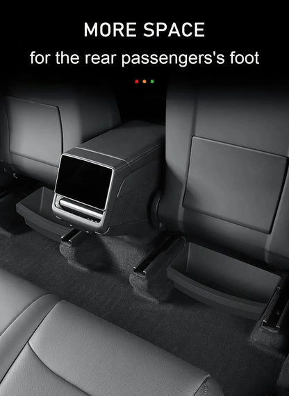 Under Seat Storage Box Organizer for Tesla Model Y Juniper 2025 2026 Underseat Storage Tray Bin Trash Can Car Travel Accessories