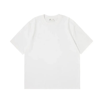 Combed cotton 240g heavy-duty pure cotton double yarn short sleeved t-shirt men's trendy brand solid color round neck top