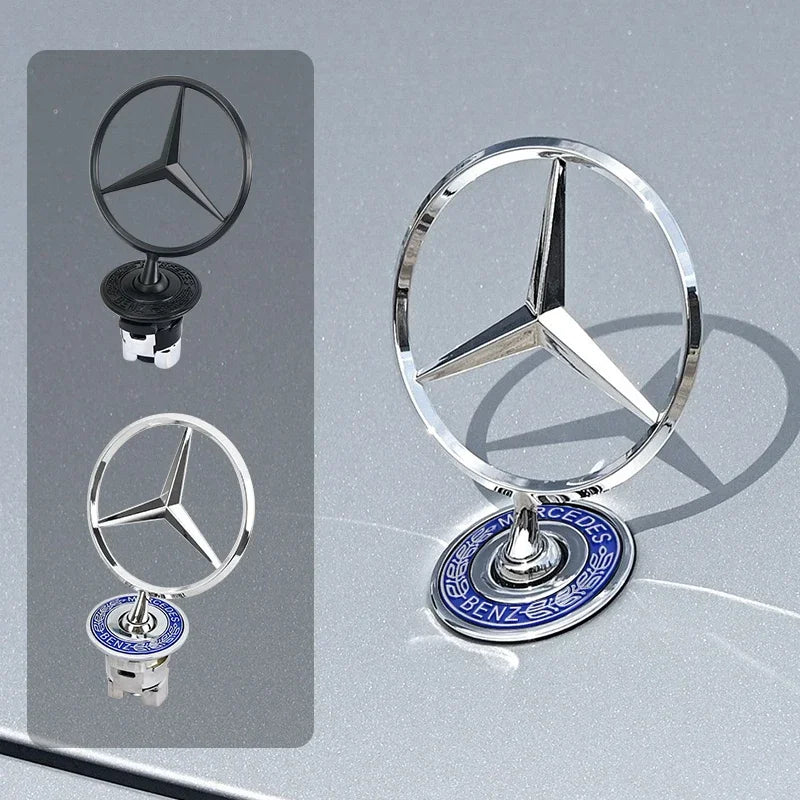 Car Bonnet Label Badge 3D Star Zinc Alloy Car Front Hood Emblem Mercedes Benz  W203 W204 W205 W206 W212 W213 W222 W223 E300 WWWA
