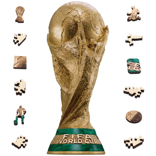 FIFA Official 2026 USA Mexico Canada World Cup Trophy Wooden Puzzle Laser Cut 3D Puzzle Home Decor Football Fans Souvenir Gifts