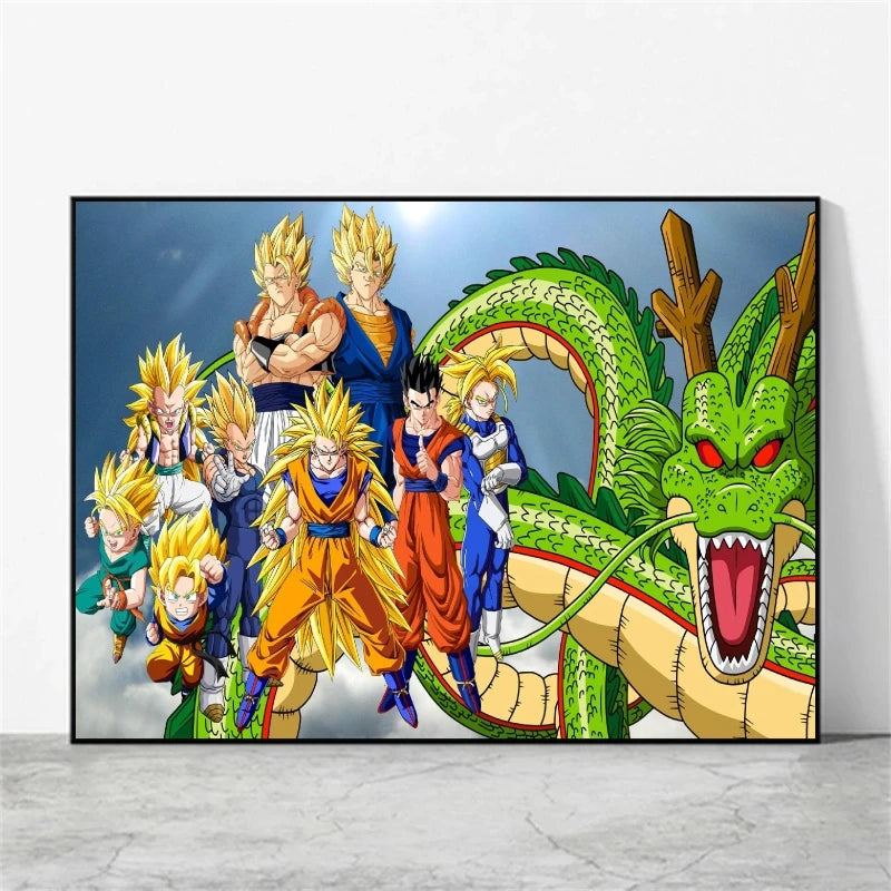 Classic Warm Blood Dragon Ball Posters Anime Pictures Goku Vegeta Son Gohan Wall Art Home Decor Picture Hanging Painting Decor