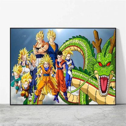 Classic Warm Blood Dragon Ball Posters Anime Pictures Goku Vegeta Son Gohan Wall Art Home Decor Picture Hanging Painting Decor