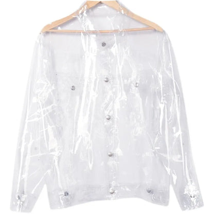Runway Personality Coats Performance Costume Mens Transparent Jacket  Single Breasted Long Sleeve Fashion Streetwear Outerwear