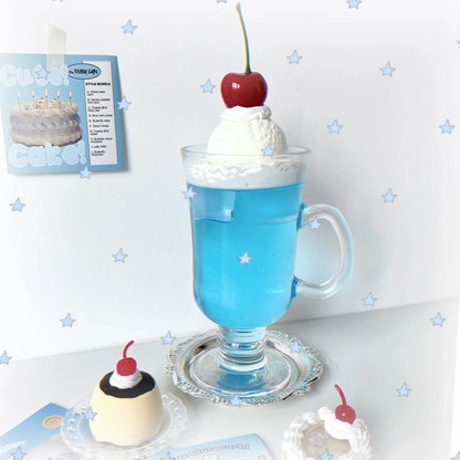 Blue Soda Drink Cup Craft Soda Ice Cream Topping Glass Cup Creative Gift Handicraft Desk Ornaments Girls Room Decoration Gift