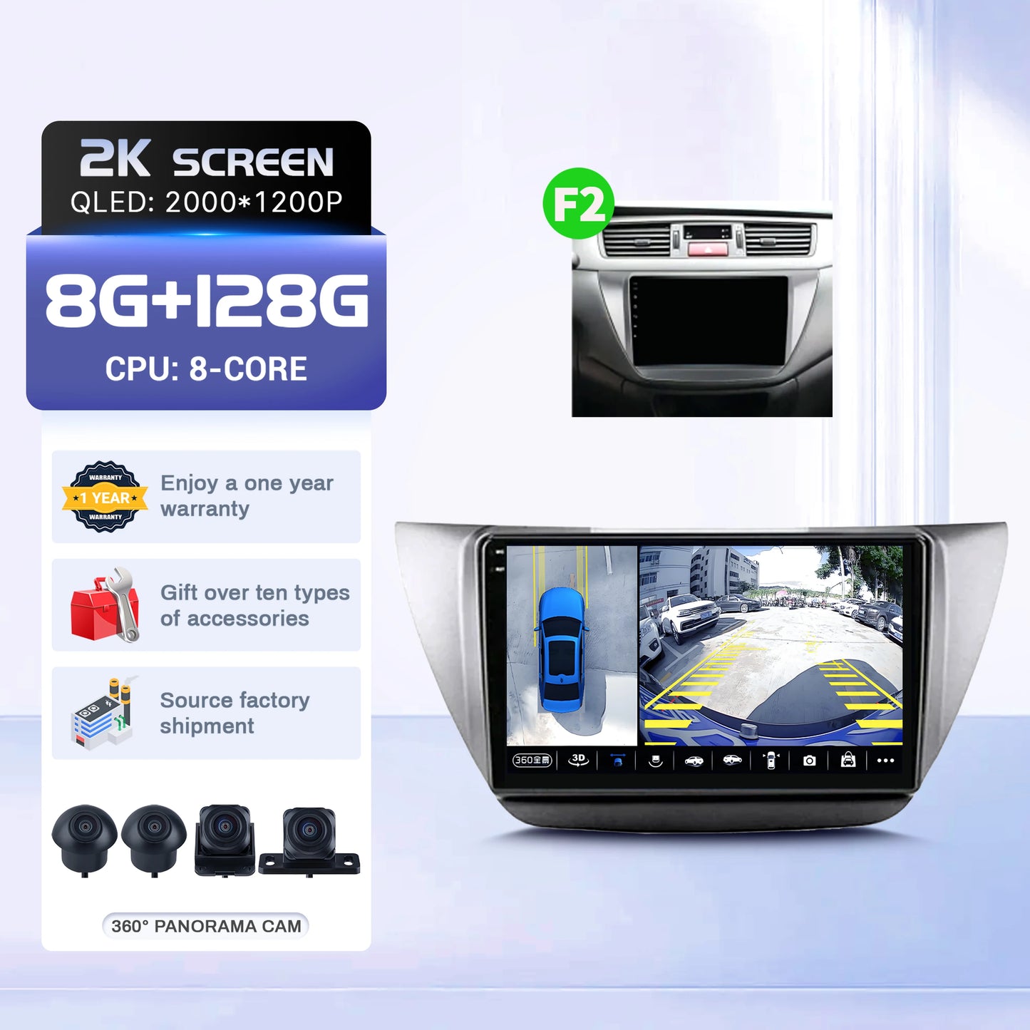 9" For Mitsubishi Lancer 9 CS 2000-2010 Car Radio 2K QLED Screen Android 16 Wireless BT Carplay Touch 4G WIFI