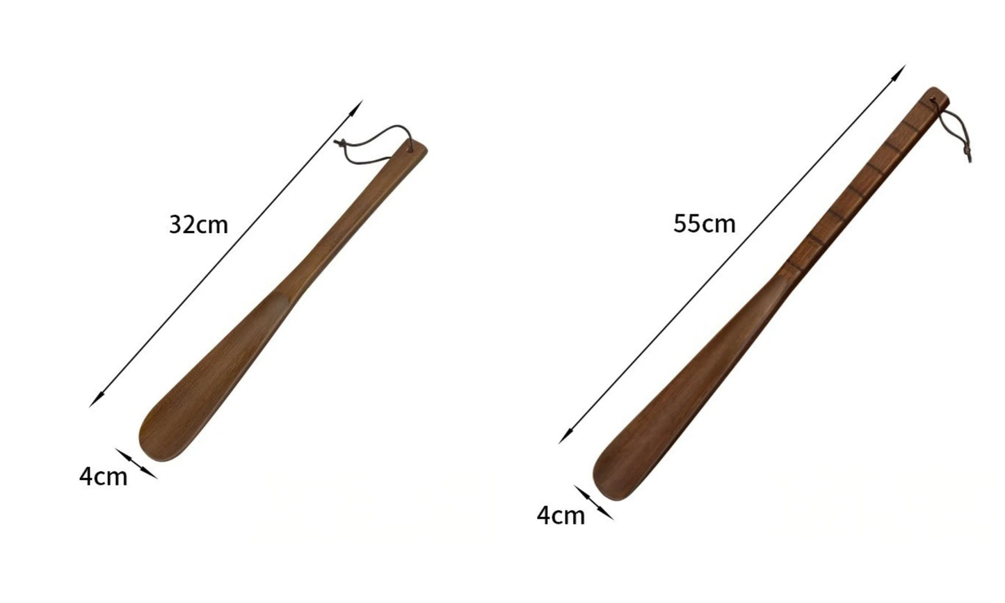 Solid Wood Shoe Horn Extended Handheld Household Footwear Pull Helper for Pregnant Women Elderly Bend-Free Shoe  Lifter
