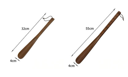 Solid Wood Shoe Horn Extended Handheld Household Footwear Pull Helper for Pregnant Women Elderly Bend-Free Shoe  Lifter