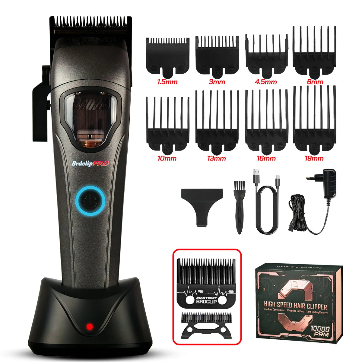 10000RPM BRD 633 Professional Electric Hair Clipper Magnetic Levitation Motor Hair Trimmer for Man with Base DLC Blade Barber