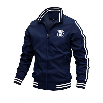 Men's full-zip jacket, featuring a simple zipper pocket design, customizable logo, sporty and outdoor street style