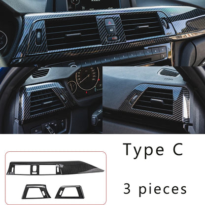 LHD Car Styling Carbon fiber Center Console Air outlet Panel Cover Trim Stickers frame For BMW F30 F31 F32 F34 F36 Accessories