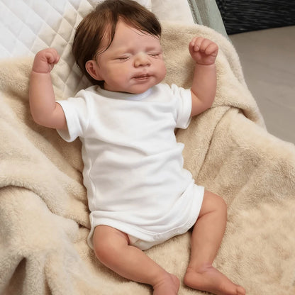 BZDOLL 45cm Realistic Asleep Art Reborn Baby Doll with 3D-paint Skin 18inch Full body vinyl and Hand painting Visible Veins Toy For Kids Birthday Gift