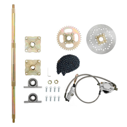 Artudatech 32" ATV Quad Go Kart Rear Live Axle Kit Sprocket Brake Wheel Hub Brake Assembly