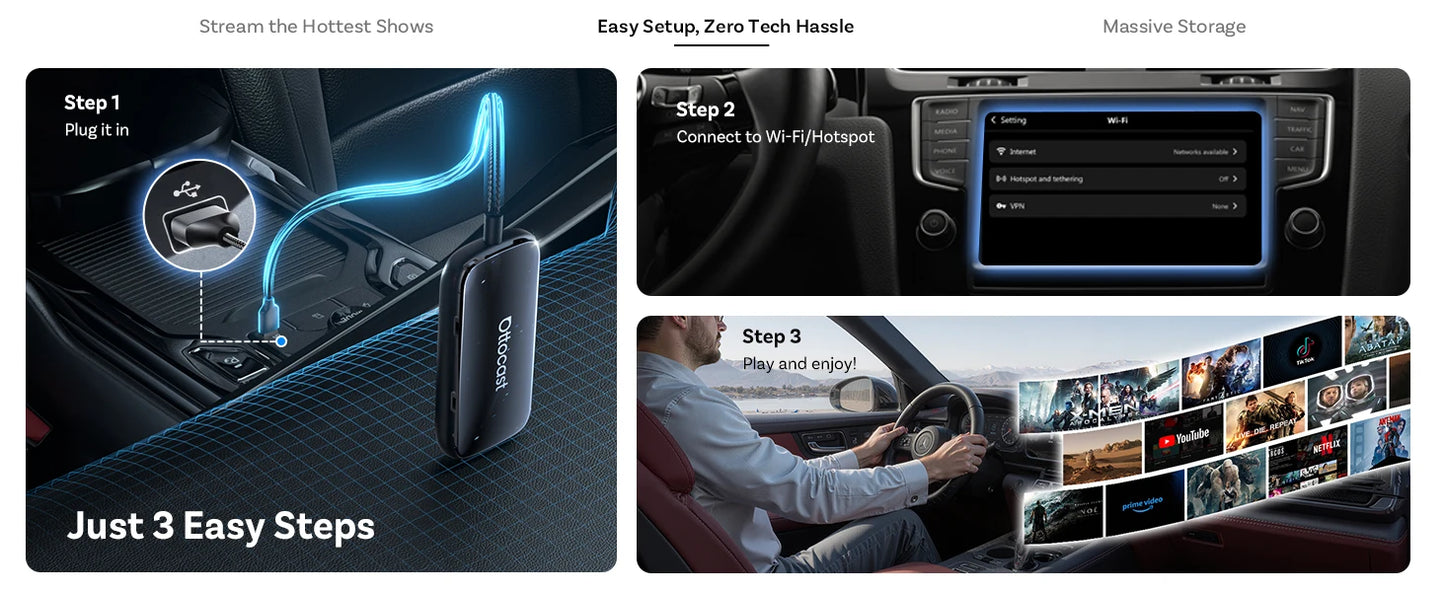 OTTOCAST Play2Video Ultra Wireless CarPlay Android Auto Adapter Built-in Youtube Netflix Video Box Car Accessories