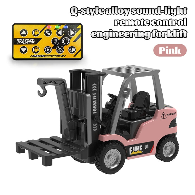 1:64  2.4G RC Model Car Remote Control Excavator Dump Truck Forklift Alloy Plastic Simulation Construction Vehicle Toy For Kid