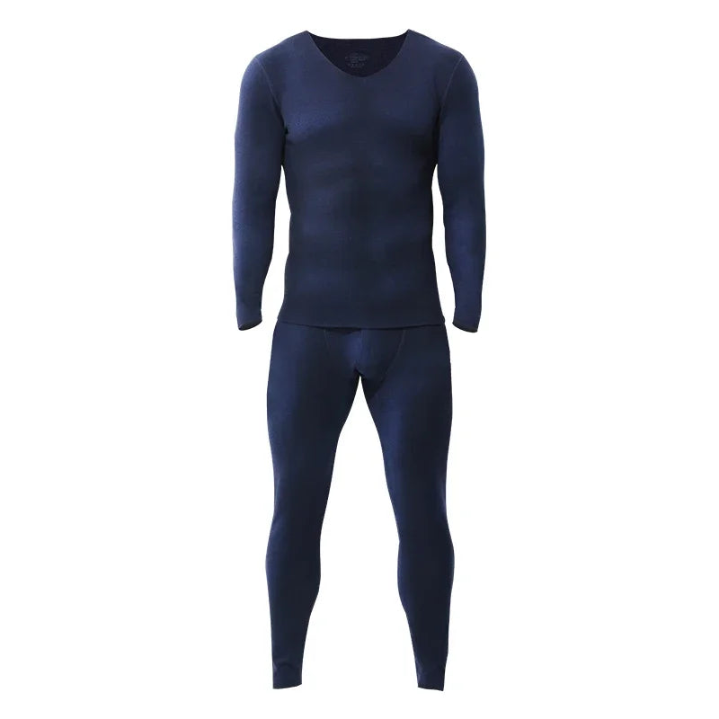Traceless thermal underwear men's suit v-neck thickened and velvet winter cold-proof tight wool bottomed long johns
