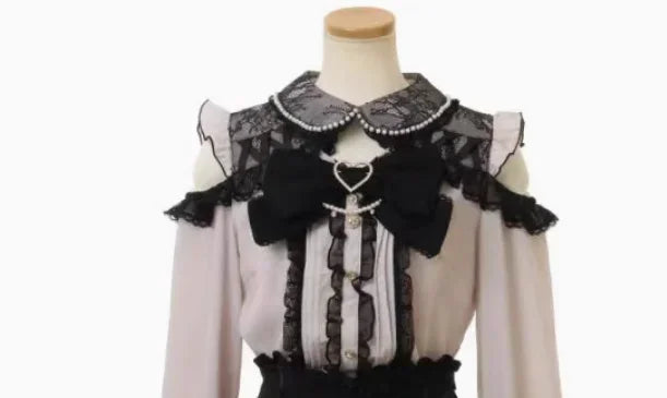Liz Shirt Blouse Women 2026 Spring and Summer New Mine Off-the-shoulder Long-sleeved Blouses Lolita Sweet Bow Chiffon Shirt Top
