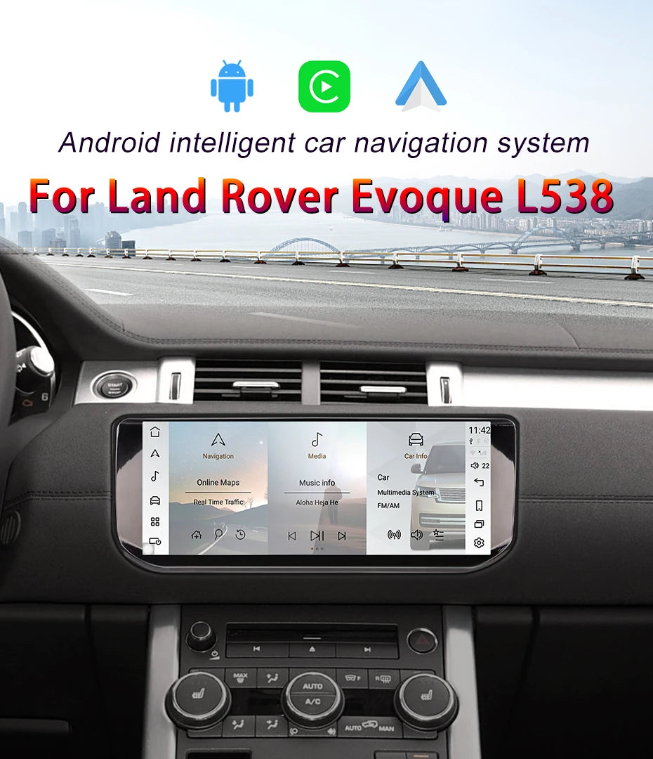 STWEI 10.25inch HD 8 Core Android13 Wireless Carplay Auto For Range Rover Evoque L538 Car Multimedia  Digital AirCon AC Panel