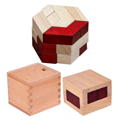 Classic Luban Lock Puzzle 3PCS Set Wooden Brain Teaser For Adults And Kids IQ Challenge Unlock Interlocking Educational Toys