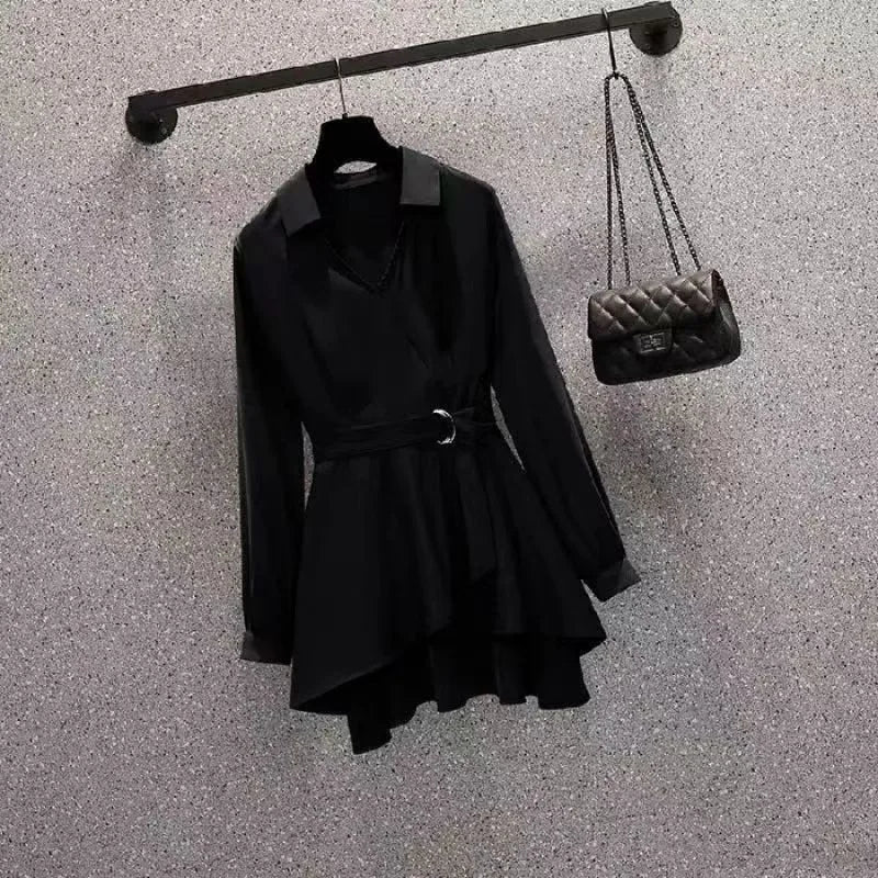 Slimming Effect Long Sleeve Women's Shirt Waist Cinching Fashionable plus Size Summer Shirt Polyester Material Casual Style
