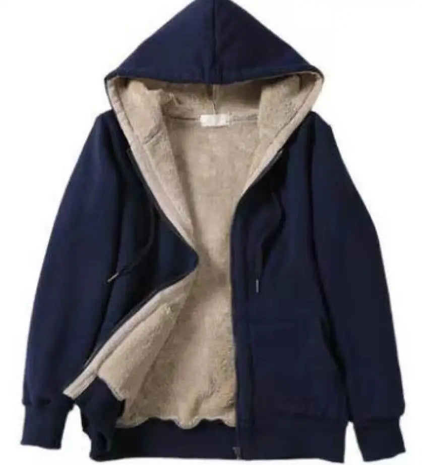 Autumn New Street Style Women's Hooded Long Sleeve  Color Sweatshirt Printed Plush Loose Outerwear Casual Streetwear