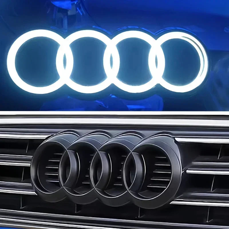 Audi 4-ring logo LED dynamic light front grille lamp Audi A3A4A5A6A7A8S3 S4 S5 S6 S7 Q3 Q5 Q7 black and silver.Quick delivery