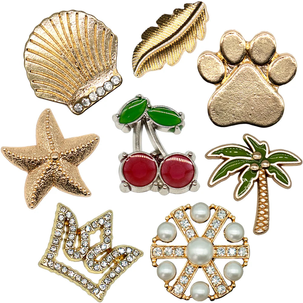 1/8/16PCS Cute Cherry Metal Shoe Charms,Claw Starfish Accessories Pins for Shoes,Letter Clog Buckles for Sandal Decorations