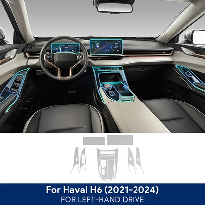 For Haval H6 3rd Gen 2021-2024 Car Center Console Navigation Dashboard Gear Door Window Panel Interior Film Tpu Transparent LHD