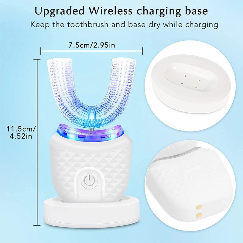 360 Degrees Automatic Sonic Electric Toothbrush Rechargeable USB Intelligent Teeth Brush Tooth Whitening Blue Light Adult
