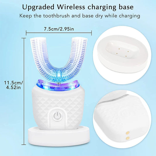 360 Degrees Automatic Sonic Electric Toothbrush Rechargeable USB Intelligent Teeth Brush Tooth Whitening Blue Light Adult