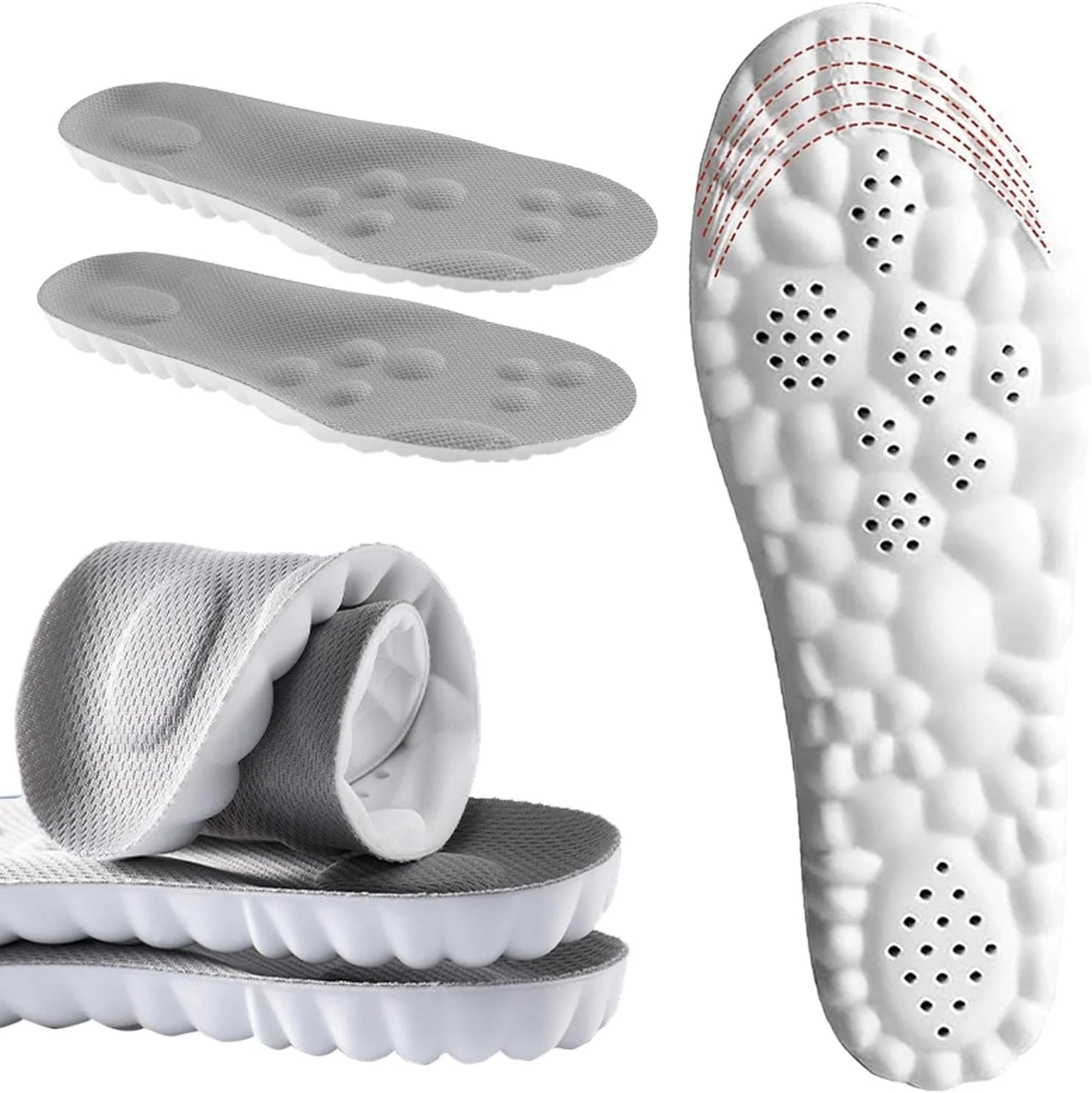 4D Cloud Cushion Insoles for Sneakers Arch Support Breathable Inserts Soft Comfort Pads for Plantar Fasciitis & All-Day Standing