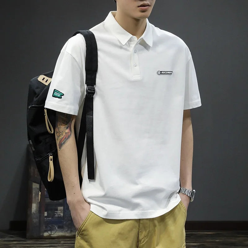 Summer Men's Letter Graphic Basic Golf Polo Shirts 2026 Solid Business Casual Tshirts Streetwear Fashion Appliques Oversized Top