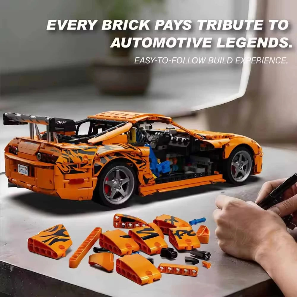 1:8 4508Pcs Classic Super Sports Car Building Blocks A80 Racing Car Model Bricks Desktop Ornament Toys Adult Gifts Boys