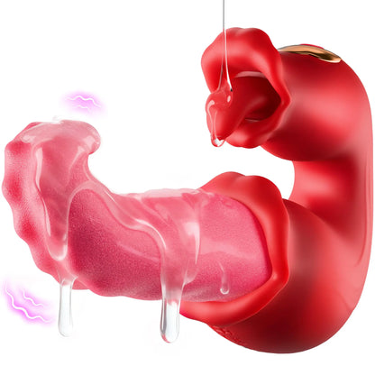 Sex Toys Realistic Tongue Vibrator for Women Adult Toy with 10 Licking Clitoral 10 Swing Vibration Modes Rose Toy Dildo Vibrador