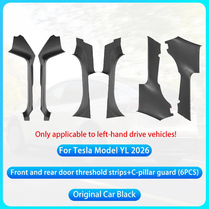 For Tesla Model YL Launch 2026 TPE Front Rear Door Sill Protector Threshold Strip Anti-kick Guard Panel Interior Decoration Set