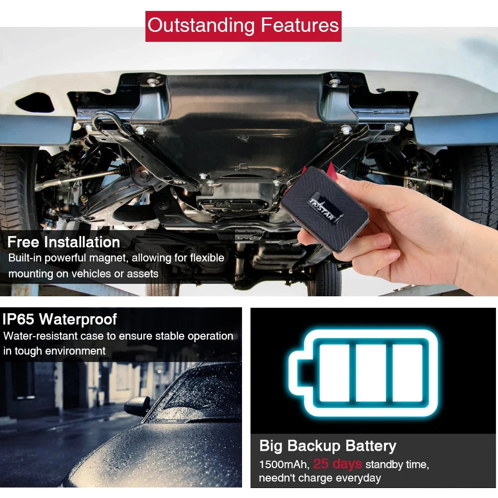 TKSTAR TK913  2G  4G Mini GPS Tracker Strong Magnet 1500mAh Waterproof Car GPRS Locator Tracking Vehicle  Free APP