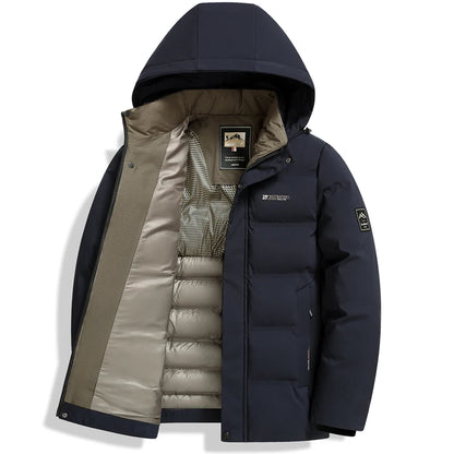 Men's Outdoor Winter Coat Parkas Middle-aged and Elderly Padded Men's Down Warm Padded Jacket Winter Removable Hooded Parkas