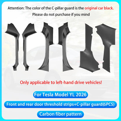 For Tesla Model YL Launch 2026 TPE Front Rear Door Sill Protector Threshold Strip Anti-kick Guard Panel Interior Decoration Set