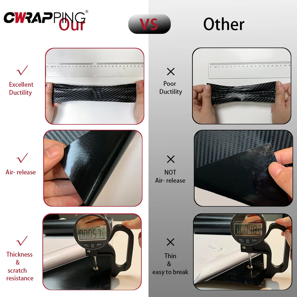 Glossy Matte Carbon Fiber Vinyl Car Wrap Films Bubble Free for Car Sticker Laptop Skin Phone Cover Motorcycle Vehicle Decal