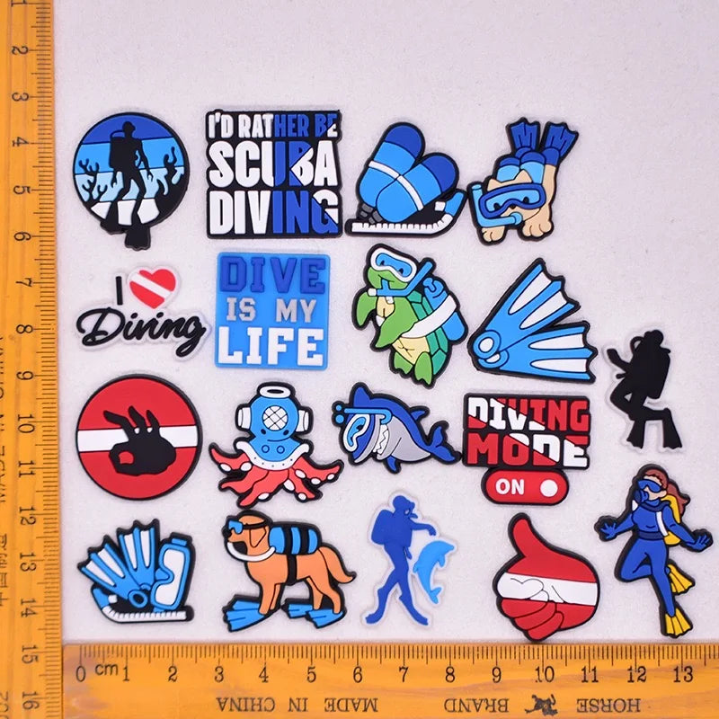 18-100pcs Dive Is My Life Shoe Charms PVC DIY Shoes Decoration Sandal Accessories Buckle for Kids Man Party Gifts