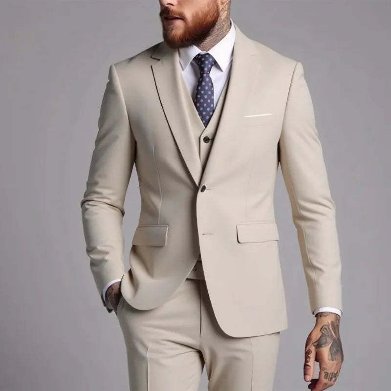 Four Seasons Single Breasted Business Suit for Men Stylish and Comfortable Office Wear