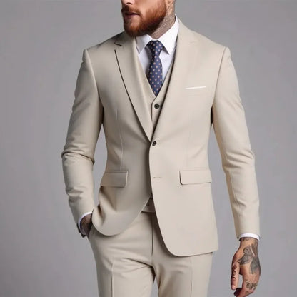 Four Seasons Single Breasted Business Suit for Men Stylish and Comfortable Office Wear