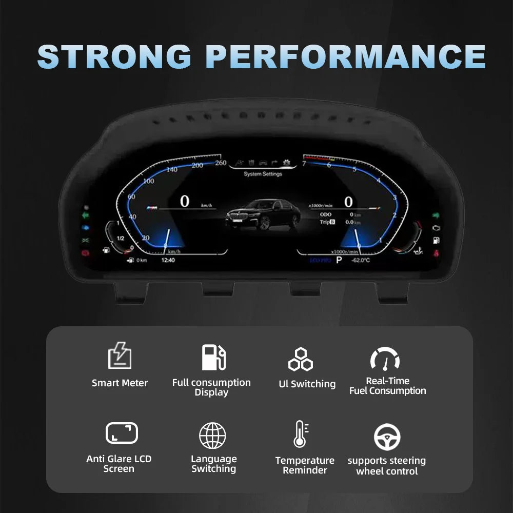 LCD Dashboard for BMW E90 E70 E71 E60 E81 E87 F10 F20 F30 F32 F06 E84 F48 E83 F25 F26 F15 Speedometer Digital Display Cluster
