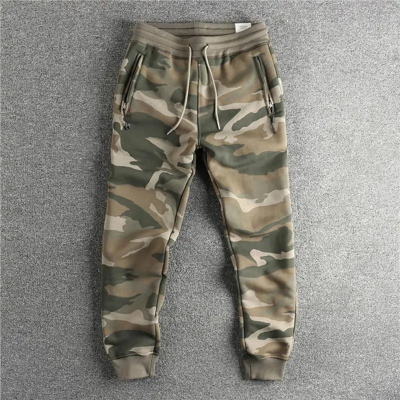 Thickened Wear-Resistant Men's Casual Camouflage Pants Autumn Winter Warm Sports Trousers Loose Fit Long Pants Trendy
