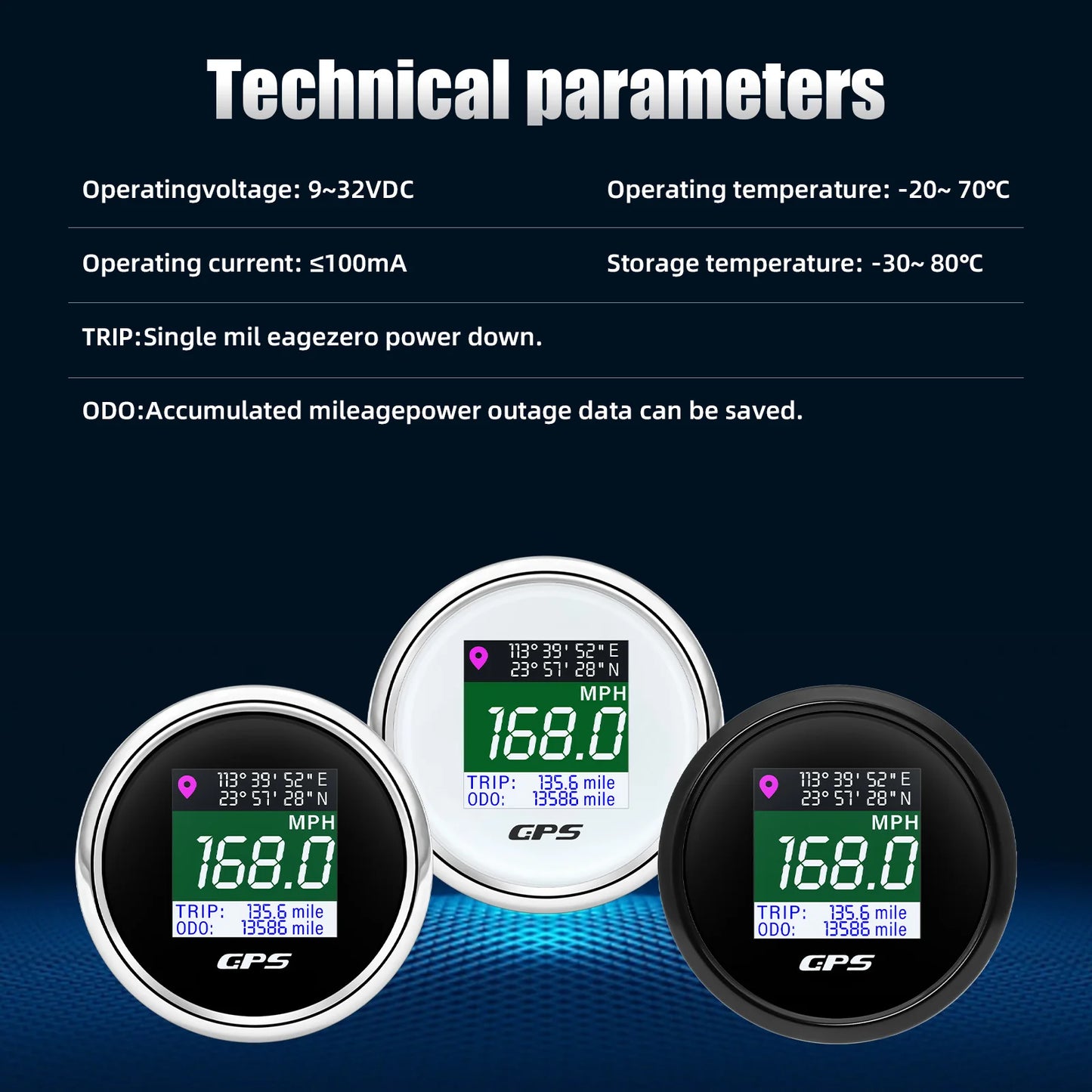 52mm GPS Speedometer Odometer Adjustable LCD Odometer Speed Gauge with GPS Antenna for Boat Car Motorcycle Motor Yacht