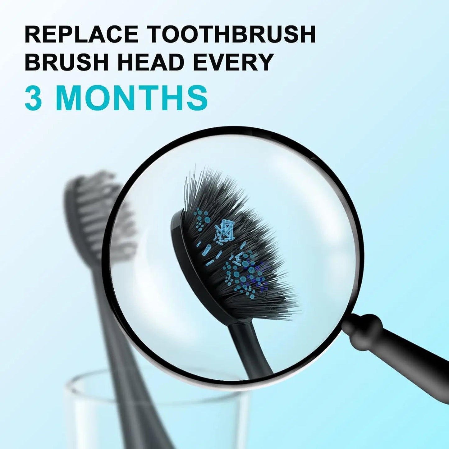 10pcs Replacement Brush Heads for Original Burst Pro Sonic Electric Toothbrush Soft Charcoal Bristles Refill with Dust Cover Cap