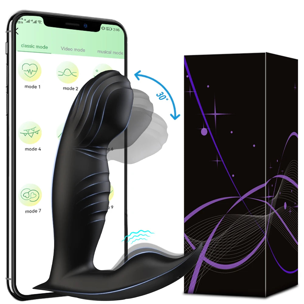 APP Control Male Wiggle Prostate Massager Anal Vibrator for Men Gay Swing Butt Plug Perineum Stimulator Sex Toy for Men
