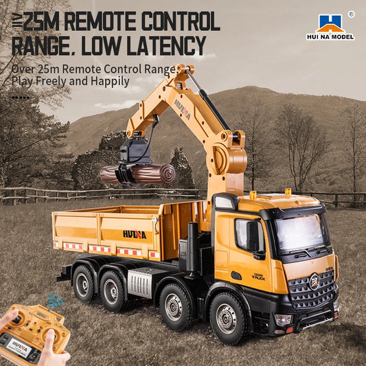 HUINA 1538 26CH RC Semi-alloy Truck 1/14 Remote Control with Wood Grab Dump Engineering Truck Dump Car Model Toy Children