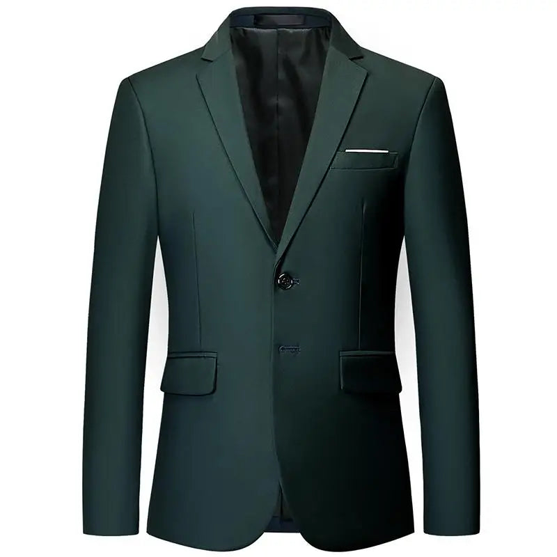 Men White Formal Jackets Two Bittons Long Sleeve Korean Mens Suit Jackets Office Wear Wedding Blazer